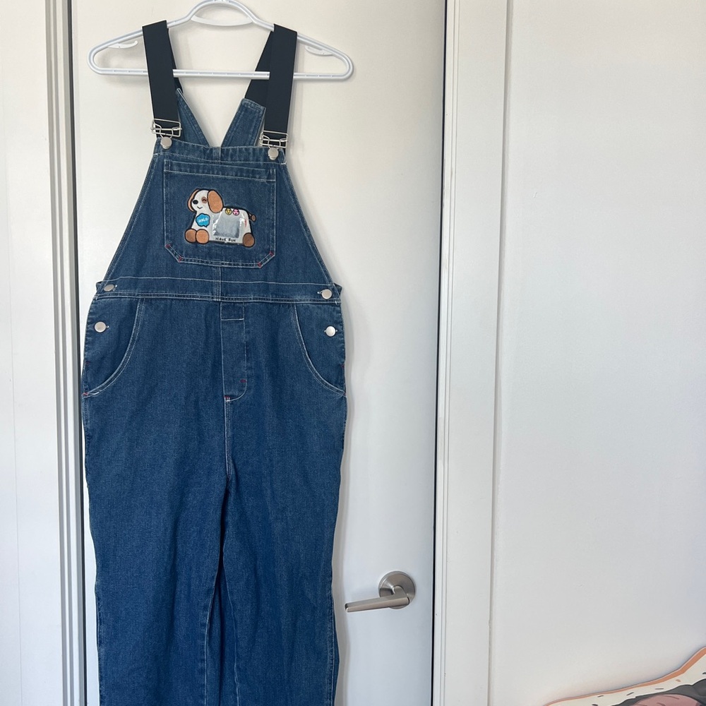 Denim Overalls with Dog Patch